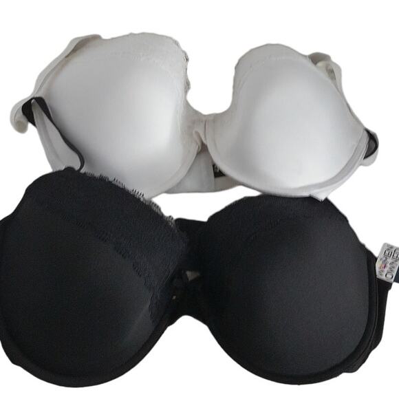 Smart & Sexy Black and White Underwire Bras Size 42D or 44C Set of 2 Y2K New - Picture 2 of 10